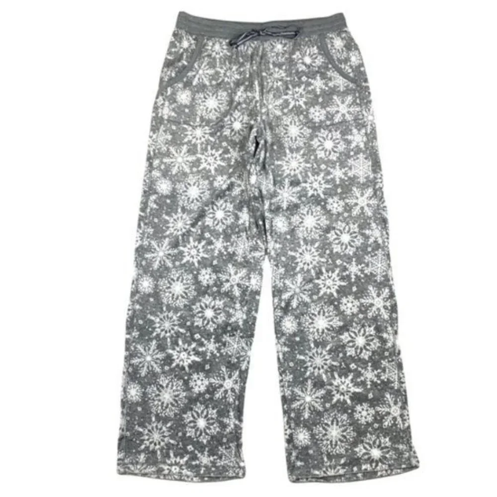 25. NWT Nautica 2-Piece Gray Snowflake Long Sleeve Fleece Pajama Set Small - Picture 3 of 7
